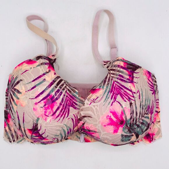 Victorias Secret PINK Date Super Push-up Padded Palm Front Close Bra 34DDD - Picture 2 of 9